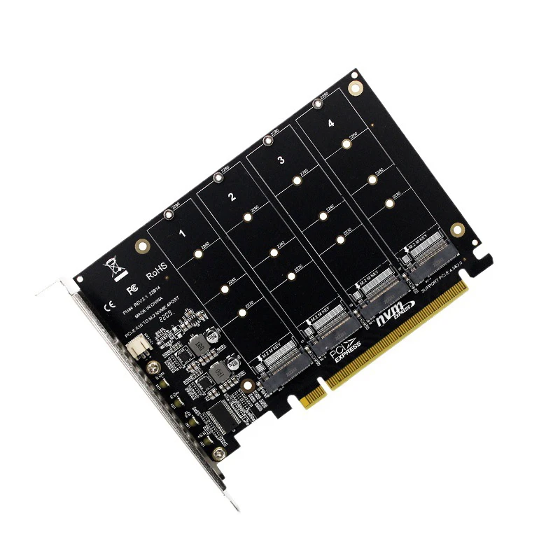 M.2 expansion card High-speed four-channel M.2 NVME PCIE 3.0 4.0 transmission protocol 4x32Gbps PCIE RAID support 2230 2242 2260 228