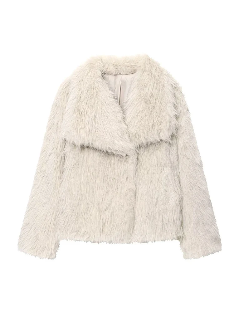 2025 Women's Winter Faux Fur Coat Fashion Plush Fluffy Outerwear Autumn New Multicolour Thick Warm Pocket Street Jacket Coats