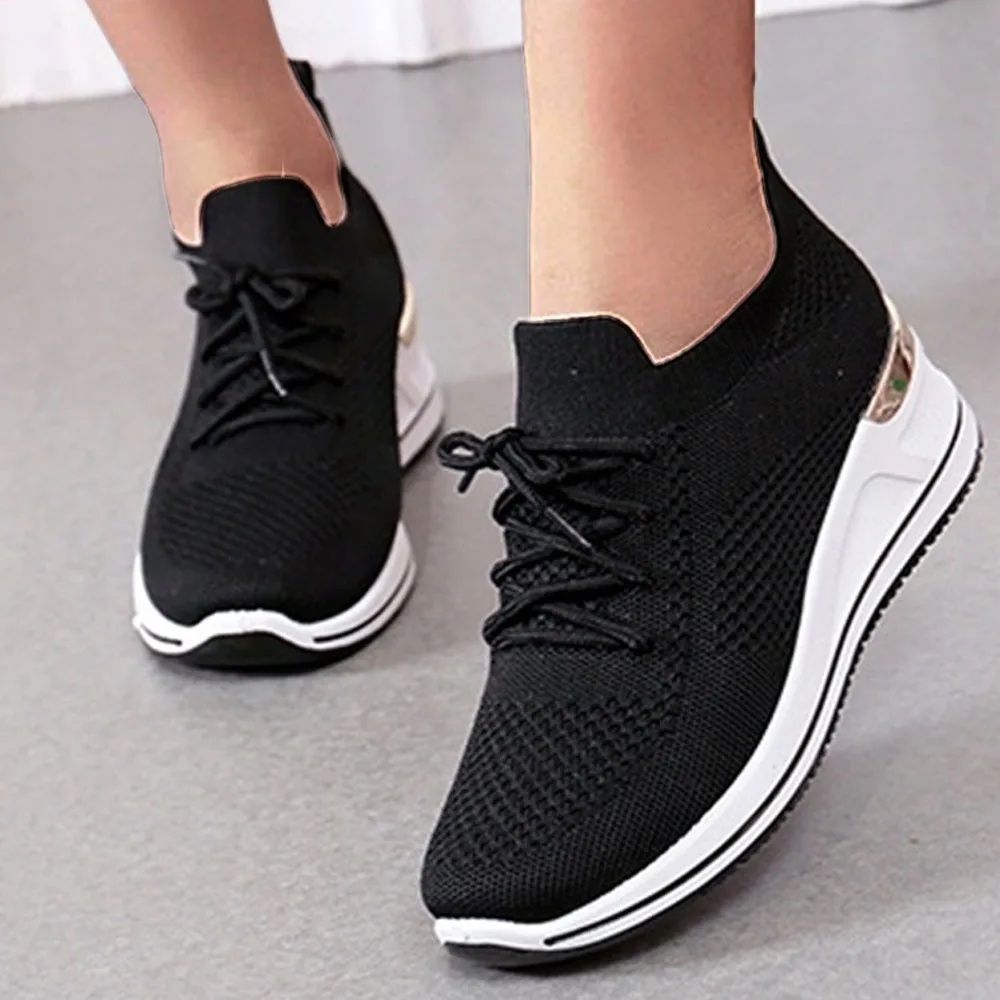 Suede Hollow Wedges Sneakers With Lace-up - TheCelebrityDresses