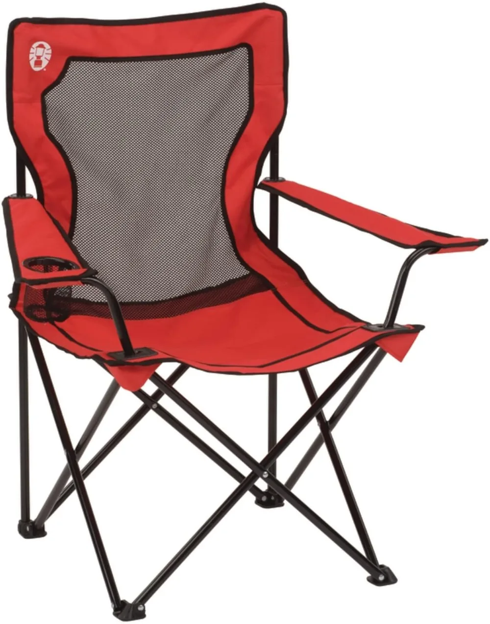 

Broadband Mesh Quad Camping Chair, Cooling Mesh Back with Cup Holder, Adjustable Arm Heights, & Carry Bag; Supports up to 250lbs