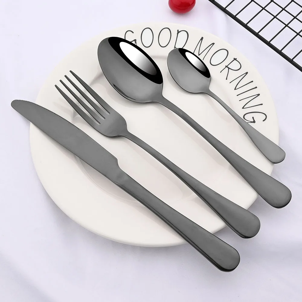 Rainbow Tableware Set Stainless Steel 24pcs Dinnerware Knife Fork Coffee Spoon Cutlery Set Western Dinner Flatware Gift Box cutlery set western style cutlery set stainless steel cutlery set