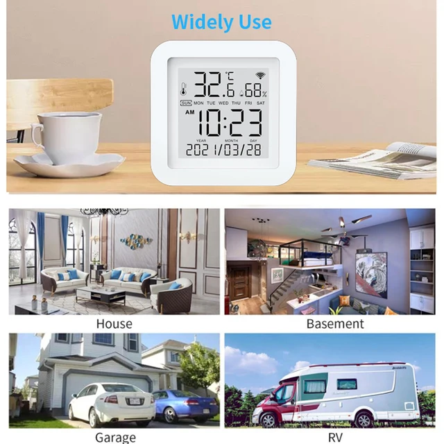 WiFi LCD Display USB Power Intellgient Sensors Tuya ℉/℃ Switch Time/Date/Temperature/Humidity Display Home Linkage Sensors 2