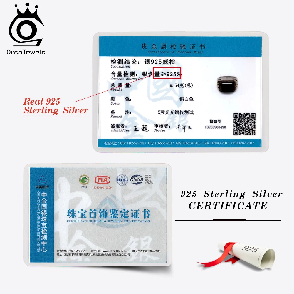 ORSA JEWELS S925 Sterling Silver Fashion Black Agate Ring for Men Gift Retro Gold Plated Finger Ring Party Hip Hop Jewelry NMR16 - Image 5