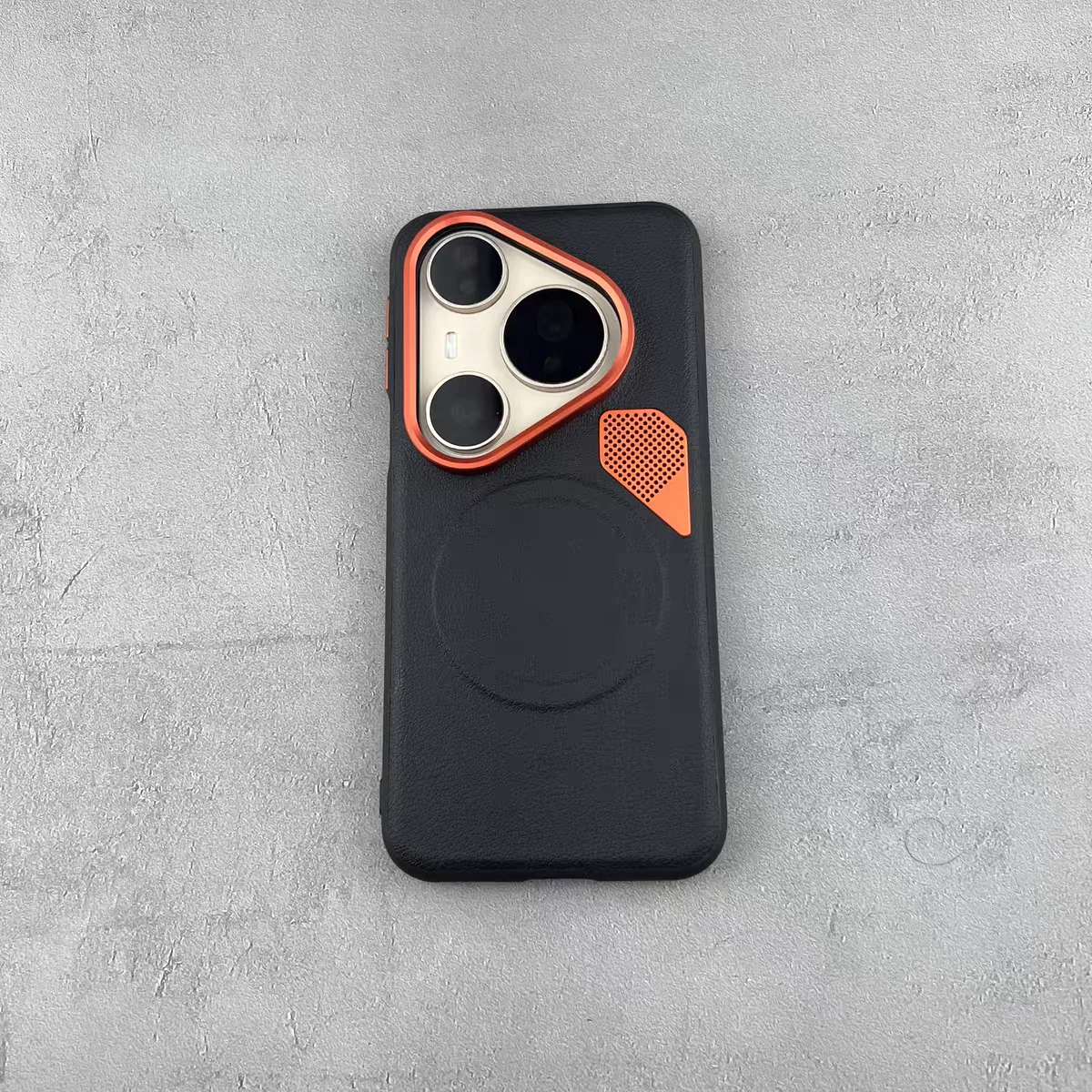 Enhanced Orange Magnetic Protective PU Case - Hard Shell Bumper Cover