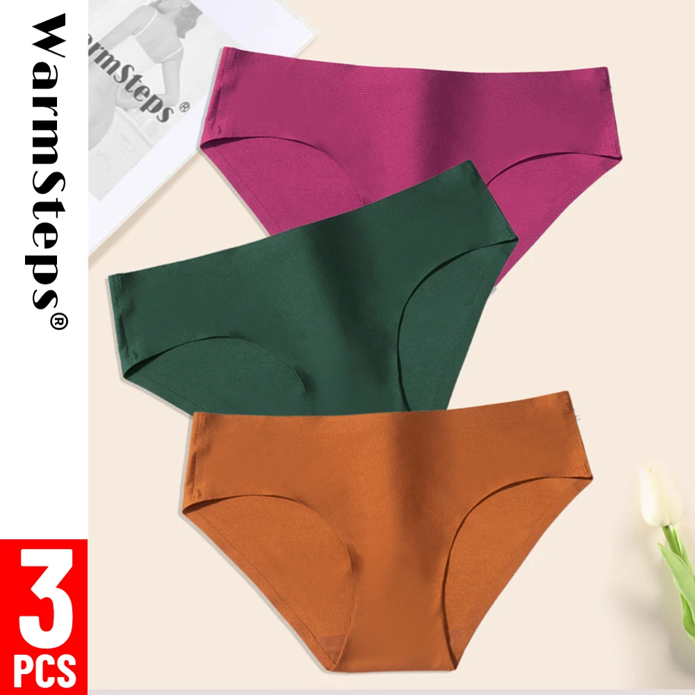 WarmSteps 3 Pieces Set Underwear for Woman Briefs Women's Panties Solid  Lingerie Female Underpants Seamless M-XXL Large Size