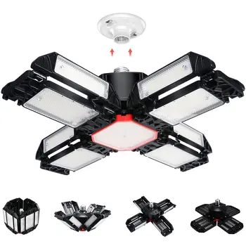 변형 가능한 LED 차고 조명, 산업 조명, 천장 작업장 야간 램프, 상점 보관 창고용, 3 패널, 5/10 패널, E26, E27 상품 이미지