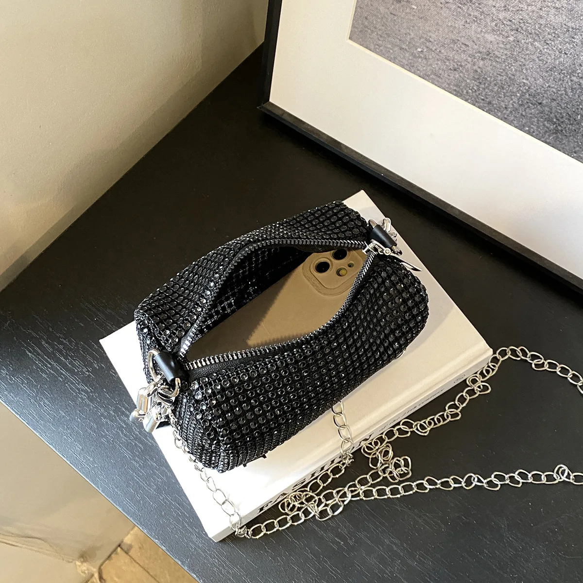 New Women Bag Shoulder Crossbody Bag for Ladies Bling Diamond Design Handbag Purse Single Pillow Shoulder Bag