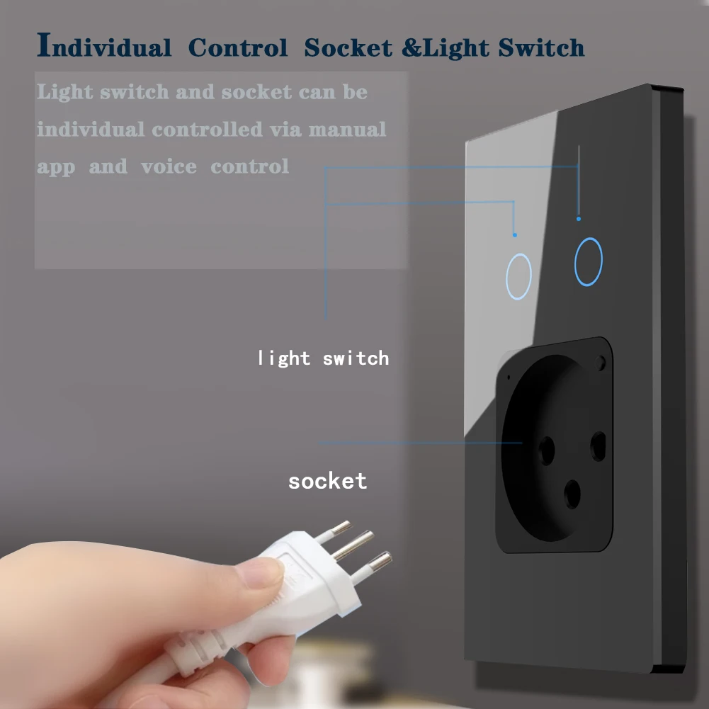 WiFi Smart Wall Light Switch Socket Outlet Combo for  Alexa