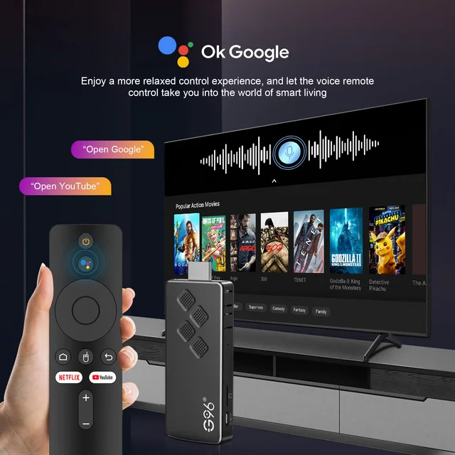Smart Android TV G96 TV Stick  Android 14 Q2 4K Allwinner Google Voice H313 Wifi6 HDR 10 BT5.0 NETFLIX Games  Media Player Box 3