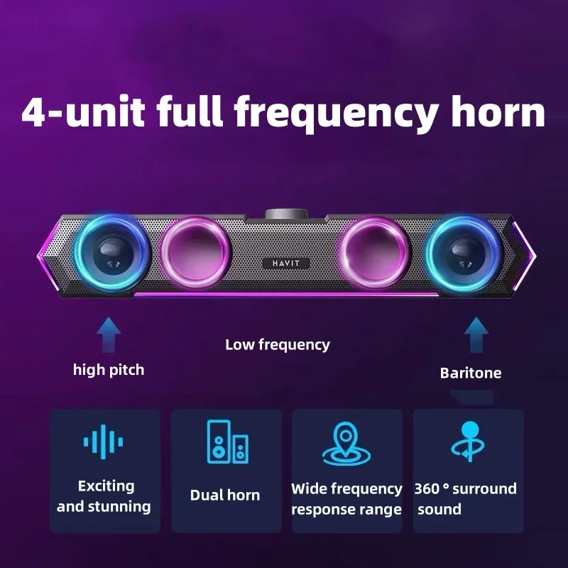 

Havit M19 Soundbar Wholesale of Wired Bluetooth Speakers Desktop Computers Echo Wall Subwoofers and Small Speakers Music Center