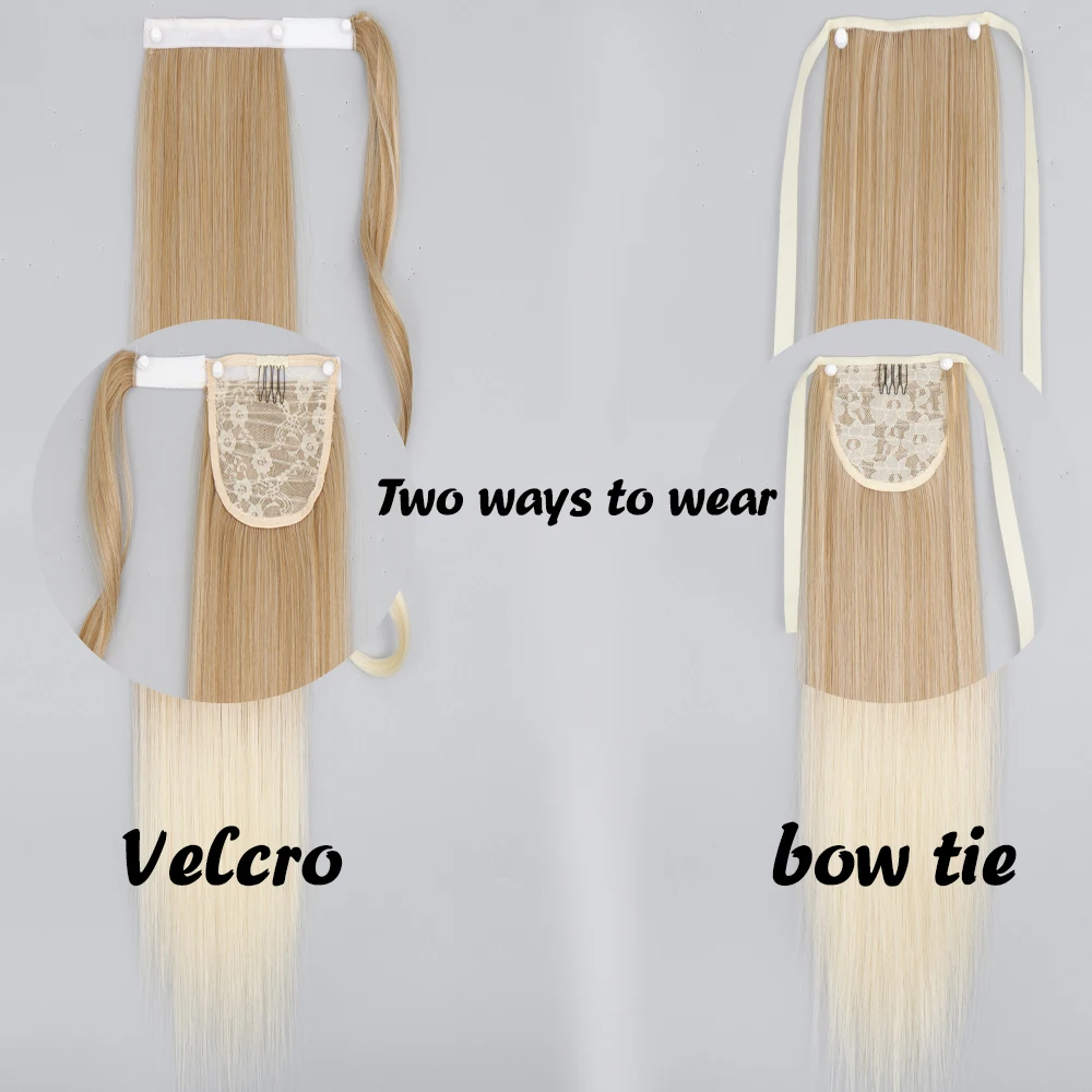MERISIHAIR Synthetic Long Straight Wrap Around Clip In Ponytail Hair Extension Heat Reistan Pony Tail Fake Hair