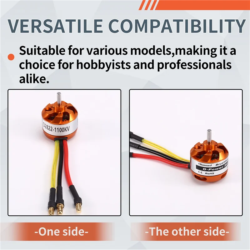 Moteur Brushless D2822 1100KV/2600KV pour Drone RC Avion