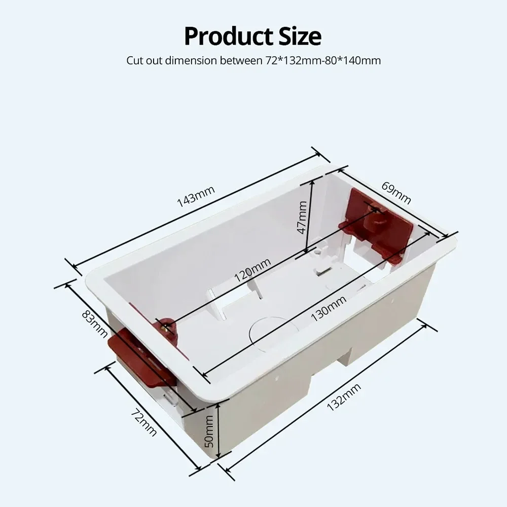 146 Skrzynka przyłączeniowa płyty gipsowo-kartonowej Brytyjski standard podwójny 35 mm 47 mm inteligentne gniazdo przełącznika dolna skrzynka ciemna skrzynka ognioodporna 10 gangów