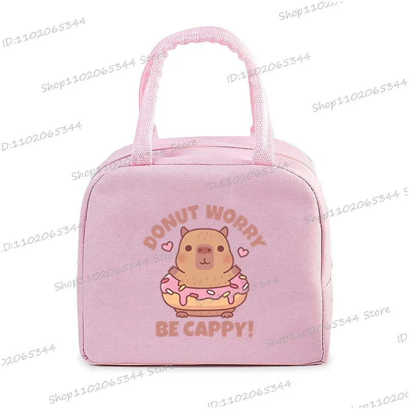 Capybara Bobo Tea Print Insulated Cartoon Lunch Tote Bag