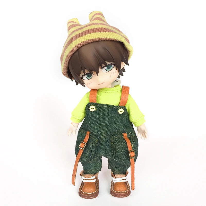 Ob11 Doll Checkered Loose Overalls Clothes Dolls Jeans Suit With Hat + T-Shirt Doll For Molly Gsc Ymy P9 P10 Body Uf Dolls 2