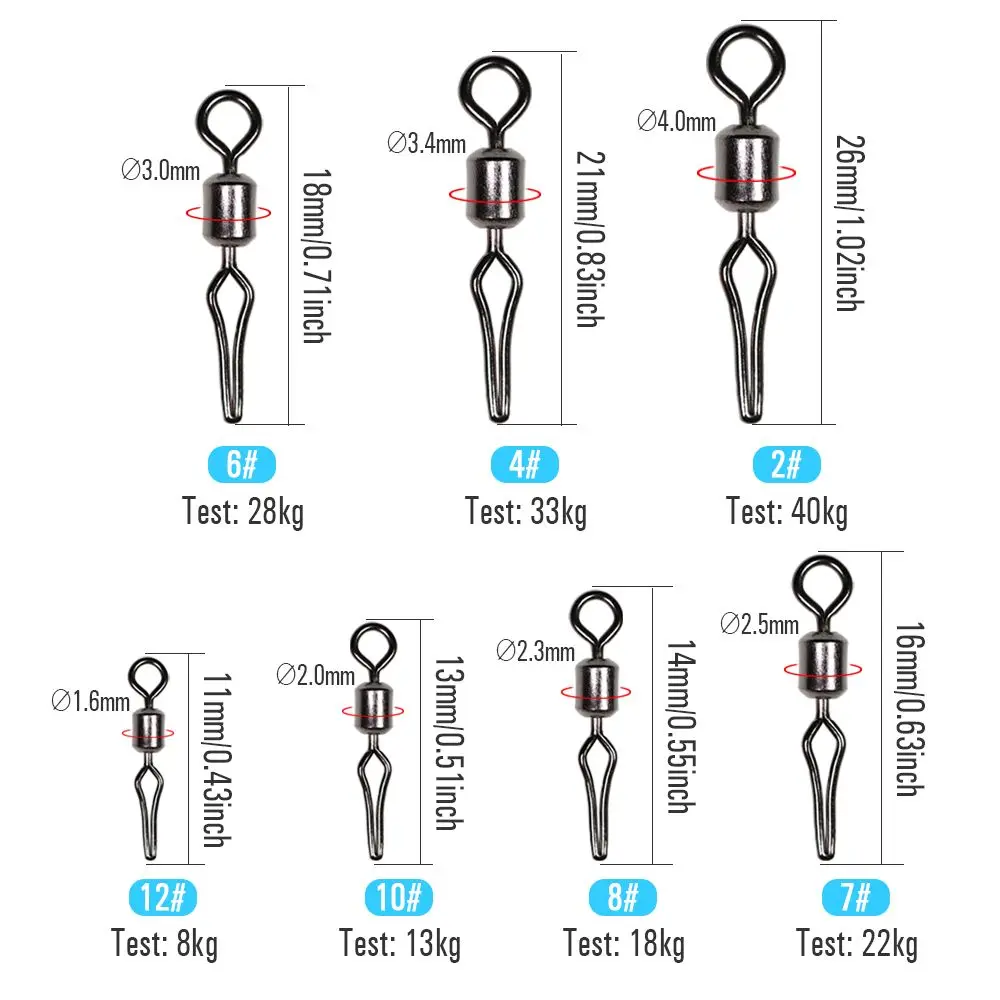 100Pcs Swivels With Side Line Clip Fishing Hanging Snap Fishhooks And Crap Connector Barrel Swivel Angling Supplies