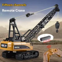 HUINA 572 1:14 RC Truck Crane 15 Channels Metal Alloy Tractor Engineering Car 2.4GHz Remote Controlled RC Crane Toys for Boys 1