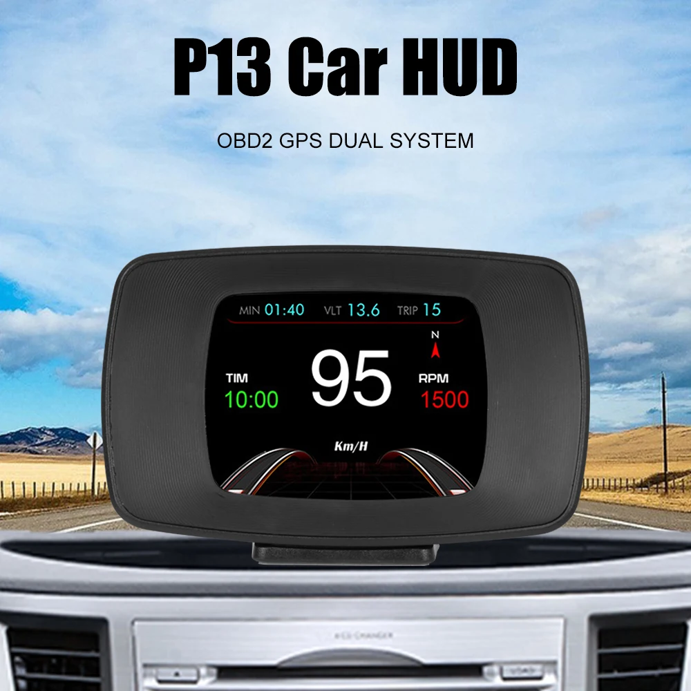 

Умный Автомобильный прибор OBD2 GPS P13, прибор для измерения температуры воды, напряжения, сигнализации, цифровой одометр, автоматический дисплей