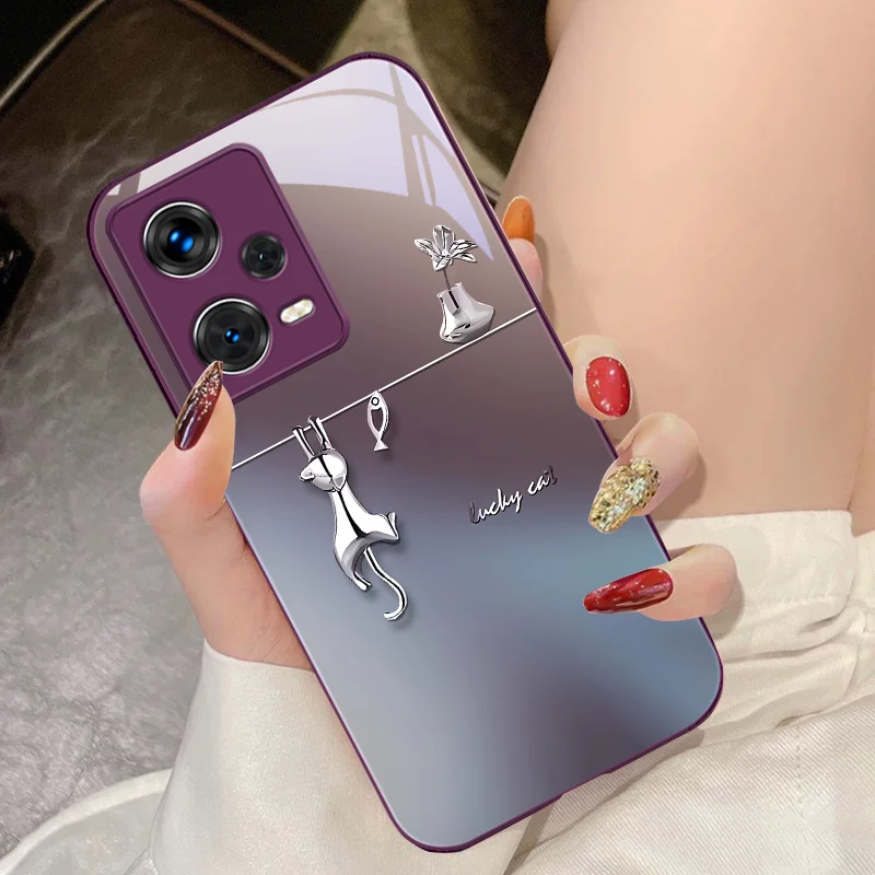 Dark Purple Catfish Tempered Glass Phone Case