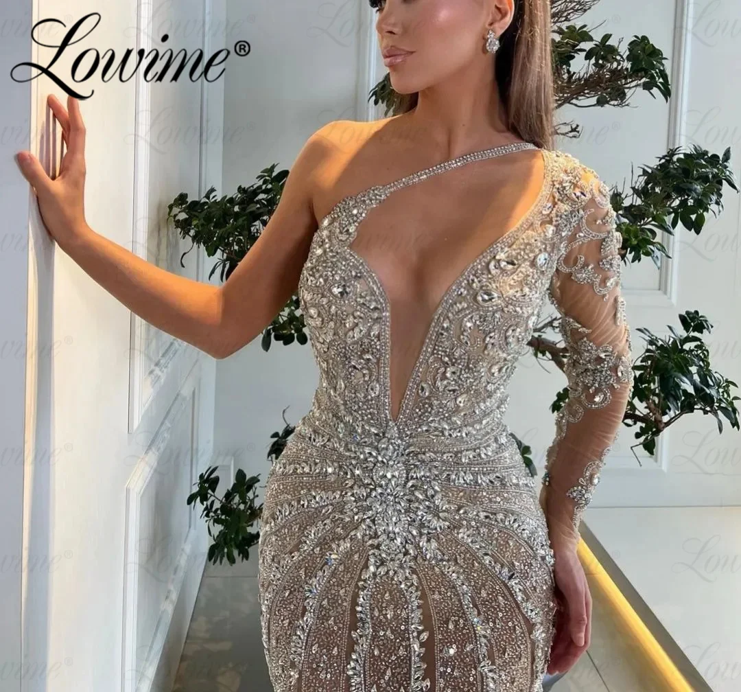 Abiti da sera con perline pesanti con diamanti d'argento abito da