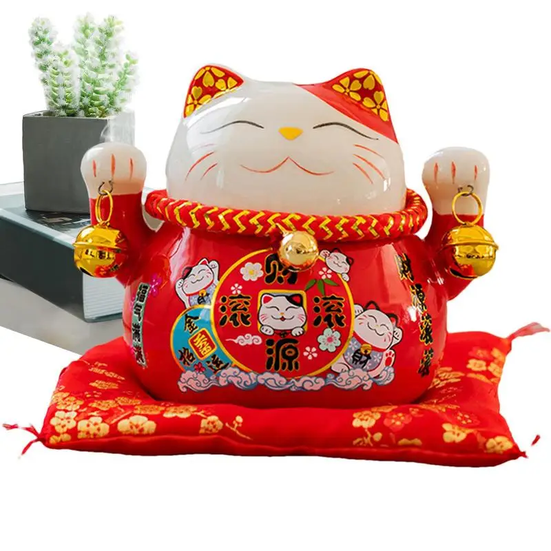 Lucky Cat Figure Maneki Neko Feng Shui Fortune Lucky Cat 4.5In Cute Wealth Cat Figurine Figurine Da Collezione Creative Ceramics