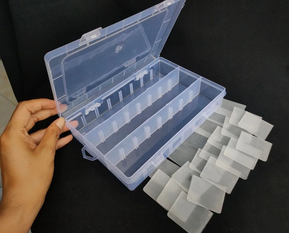 24-Fächer Farbige Tragbare Schmuck- und Werkzeugaufbewahrungsbox Behälter für Ringe, Elektronikteile, Schrauben, Perlen Organizer Plastikbox – Detail 6