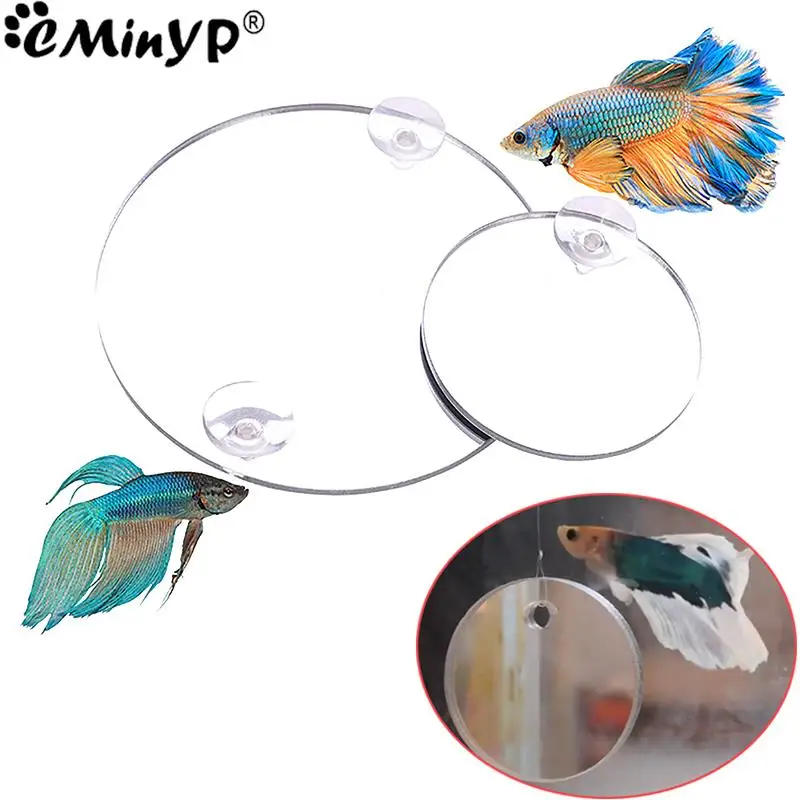 AcrylicAquariumBettaMirrorFishTankFloatingRoundMirrorForFish