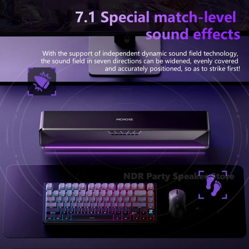 G20 컴퓨터 오디오 스피커 Bluetooth 5.4 Esports 게임 7.1 사운드 서브우퍼 USB 유선 데스크탑 스트립(HD 마이크 포함) RGB 조명