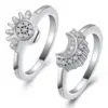 Cremation Jewelry for Ashes Rings Sparkling Sun and Moon Ring Set Memorial Urn Ring for Ashes 1