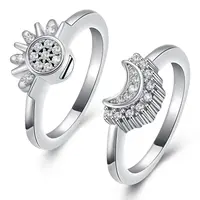 Cremation Jewelry for Ashes Rings Sparkling Sun and Moon Ring Set Memorial Urn Ring for Ashes 1