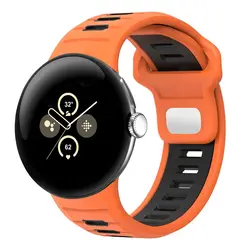 Two-Tone Sport Silicone Strap for Pixel watch 3 45mm (Orange Black)