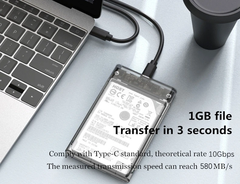 external hard drive case Reletech 2.5'' Transparent HDD Case SATA to USB 3.1 Gen2 10Gbps External Hard Drive Case Interface 5Gbps  Disk Case Support UASP ssd external hard drive case