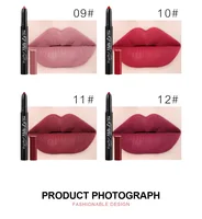 Dragon Ranee12 Color/set Lipstick Pen Matte Velvet Mist Lipstick Pen with Pencil Sharpener Lip Liner Set 2