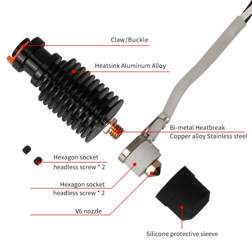 Rampas-hotend Núcleo de Aquecimento de Cerâmica m6 Rosca Suave v6 Hotend Ender Cr10 Direct Drive Bowden Ddb Extrduer - Imagem 4