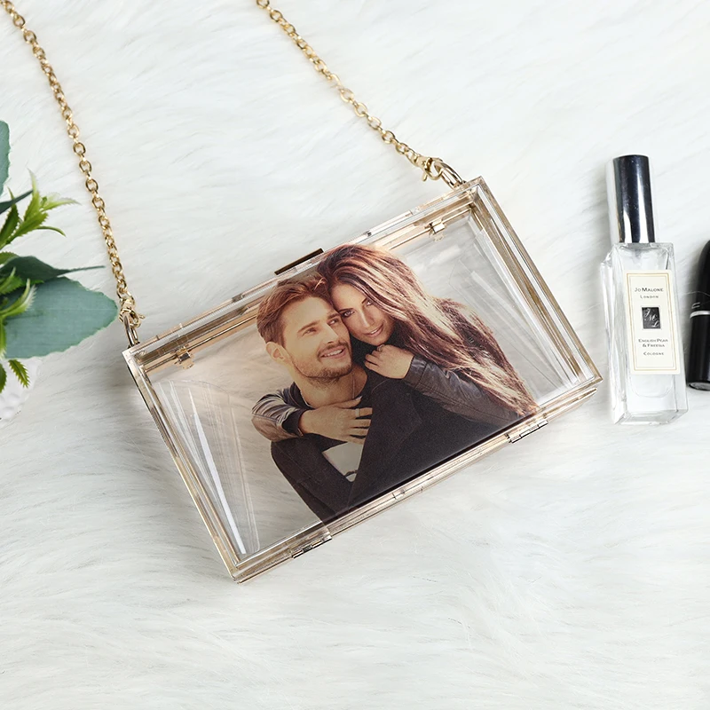 New Custom Acrylic Transparent Women Clutch Bag Chain Luxury Brand Women Messenger Bag Evening Bag Handbag Chain Shoulder Bag