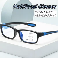 Square Frame Multifocal Reading Glasses Men Women Near and Far Progressive Eyeglasses Vintage Blue Light Blocking Presbyopia 1