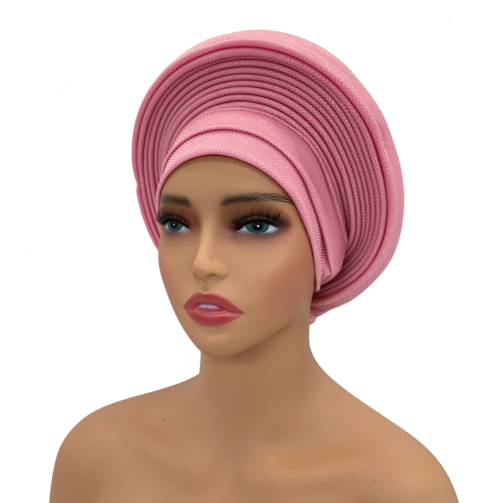 African Headtie Turban Women's Auto Gele Female Head Wraps Nigeria Head Ties Wedding Party Headgear