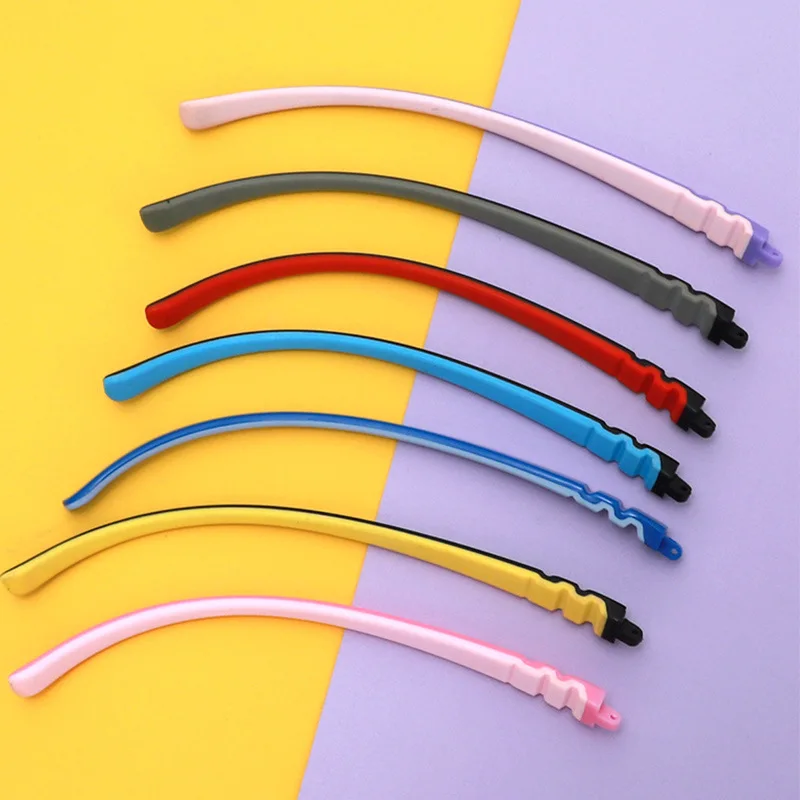 1 pair Kids Colorful Slicone Glasses Temple Push-on Screw-in Double Colors Soft Eyewear Repair Leg Parts T3050