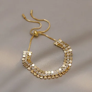 Gold Color Sequins Charm Bracelet