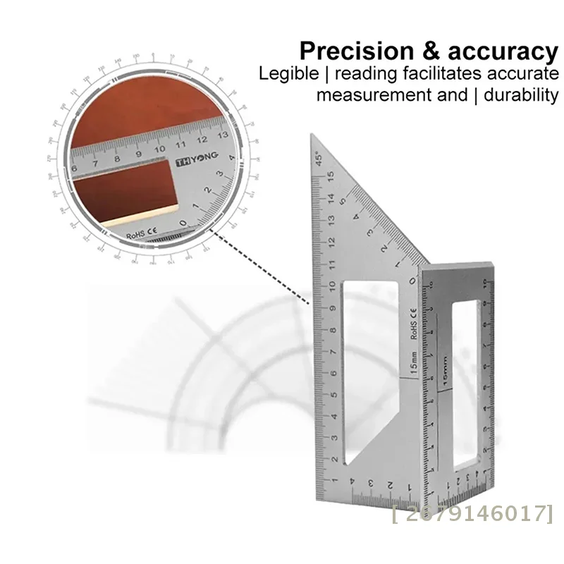 {Summer2} 45/90도 알루미늄 합금 정밀 목공 직각자 마킹 게이지 목수 도구〔YY26〕