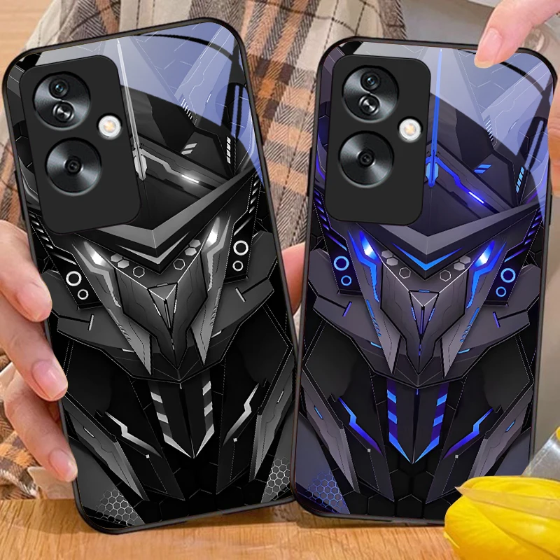 Creative Mech Black Phone Case with Tempered Glass Protection