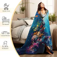 Mystical Sunflower Moon Blanket, Soft Cozy Lightweight Boho Celestial Sun and Moon Phases Throw Blanket for Women Girls Kids 5