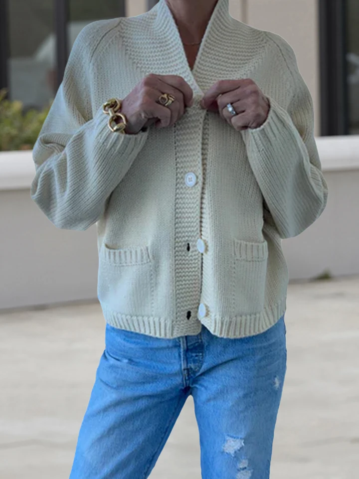 Oversized Chunky Knit Cardigan with Shawl Collar