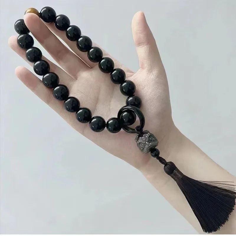 

Imitation Obsidian Small Hand Twist Beads Transfer Play String Plate Fingertip Running Ring Lion Bracelet Buddha Rosary Health