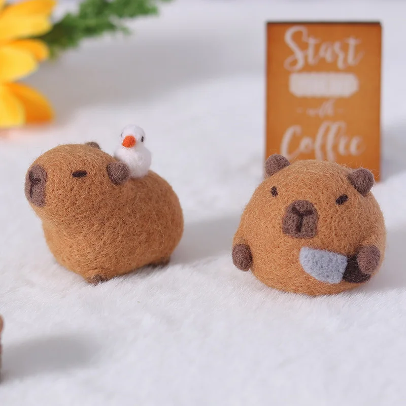 No Finish DIY Kit Capybara Hog Animal Wool Felt Craft Poke Handmade Needle Wool Kit Doll For Kids Women Beginner s