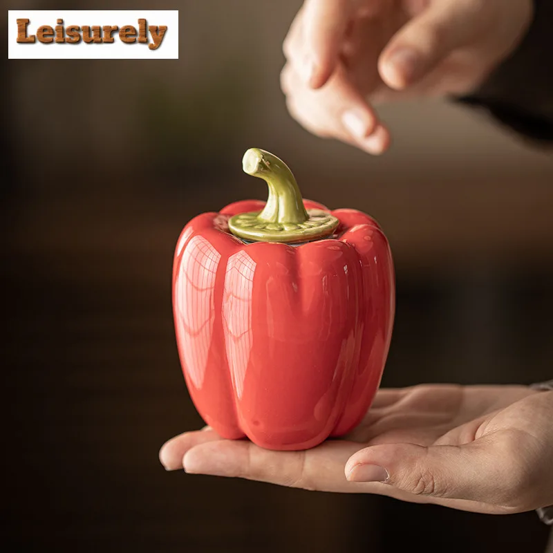 Ceramic Simulation Chili Tea Box Organizer Moisture-proof Boutique Storage Tank Containers Tea Caddy Tea Items Collection Craft