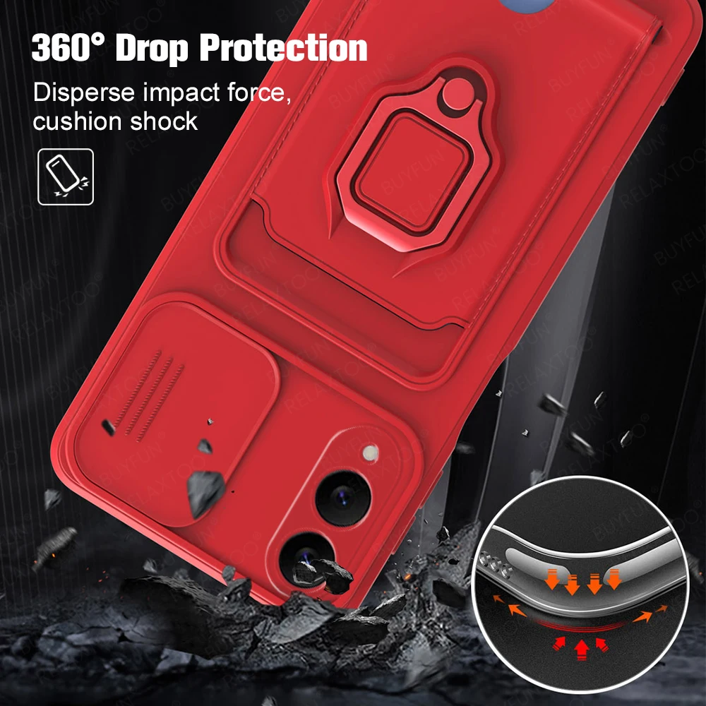Multifunctional Magnetic Ring Case with Lens Protection and Card Holder