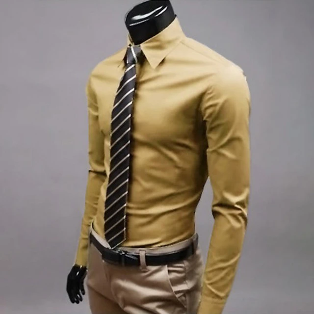 Camisas ajustadas para hombre, ropa de negocios de manga larga, traje  informal, blusa masculina con botones