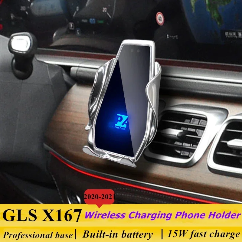 

2020-2022 For Mercedes Benz GLS X167 Mobile Phone Holder Wireless Charger Car Cell Phones Mount Navigation Bracket GPS Support