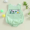 0-18M Infant Baby Boy Summer Outfits Newborn Sleeveless Smocked Bubble Romper Golf Clothes 2